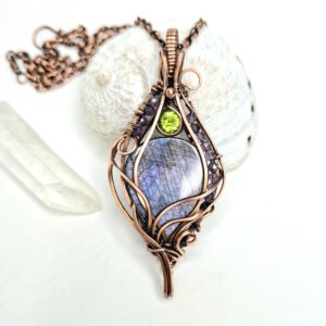 Resplendence - Purple Labradorite, Peridot, Amethyst Pendant