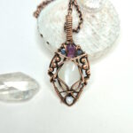 White Moonstone, Ruby, Kyanites and Pearl