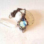 Golden Labradorite heart with Tanzanite